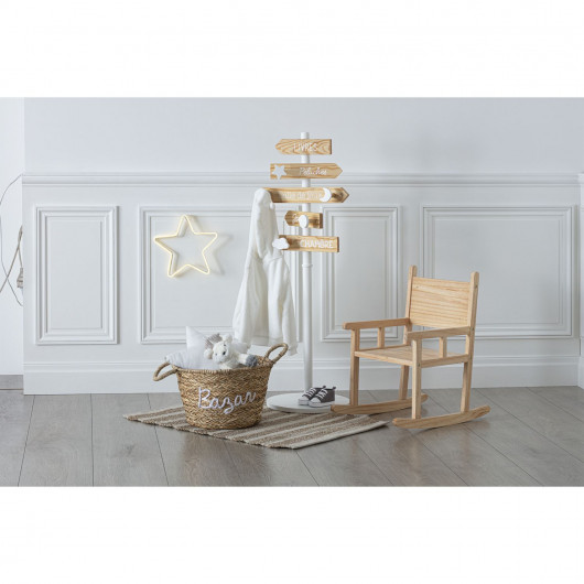 Porte manteau pancarte pour enfant Hauteur 114 cm Blanc et beige