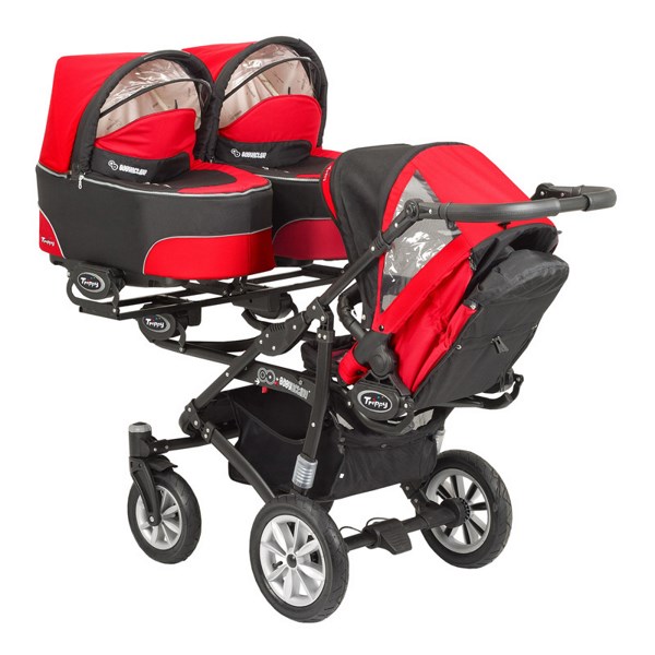 Poussette Triple Trippy Premium Noire - 3 hamacs + 3 couffins + 3 sièges  auto - Trippy - Cabriole bébé